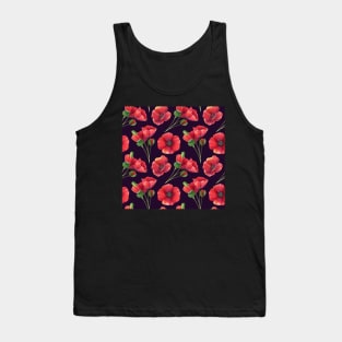 Botanical Floral Seamless pattern -red poppies Tank Top